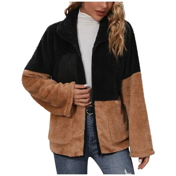 Женское теплое пальто, модная куртка, зимнее пальто с длинным рукавом, двустороннее плюшевое пальто с рисунком кошки, куртки на молнии
