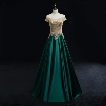 Новое поступление, темно-зеленое длинное платье для леди и девочек, женское платье принцессы для подружек невесты, банкетная вечеринка, бальное платье для выступлений