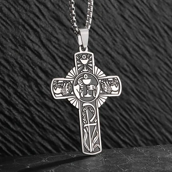 Христианский Евхаристический Ореол, крест, ожерелье с подвеской для мужчин и женщин, католическая Церковь Святого Духа, ювелирные изделия из нержавеющей стали