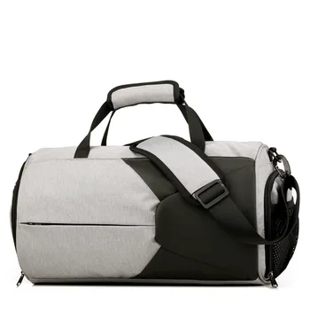 Мужская сумка для фитнеса в спортзале лаконичного серого цвета, спортивная сумка, дышащее отделение для обуви, сумка для выходных, багаж, Деловой мужской рюкзак через плечо