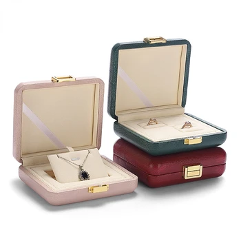 Высококачественная кожаная коробка для колец, футляр для хранения подвесок с двойным кольцом, свадебные украшения, подарочный дисплей, органайзер для упаковки