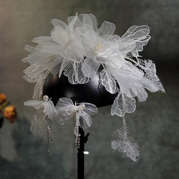 Кружевная пряжа Заколка в виде Цветка Свадебный Головной Убор Пластина Для волос Свадебные Аксессуары для волос невесты