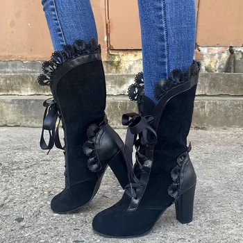Женская средневековая обувь из искусственной кожи для косплея, Ботильоны Средневековья, Ботинки Викторианского Ренессанса, ботинки на платформе.