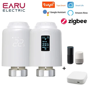 Радиатор термостата Tuya Smart ZigBee TRV С программируемым термостатическим приводом, дистанционный регулятор температуры Alexa Google