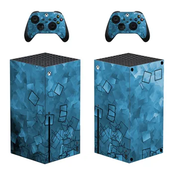 Геометрическая Синяя наклейка Xbox Series X для консоли и 2 контроллеров, Виниловая наклейка для защитных оболочек, стиль 1