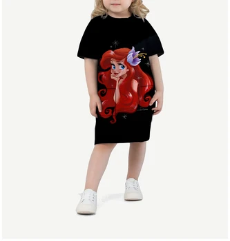 Русалка принцессы Диснея Элли, платье с круглым вырезом и карманами, футболка для маленьких девочек, милое свободное уличное платье-футболка