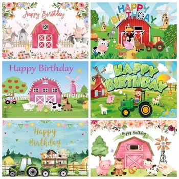 Laeacco С Днем Рождения, животные на ферме, фотографический фон, душ новорожденного, вечеринка по случаю дня рождения, портретный фон для фотосъемки