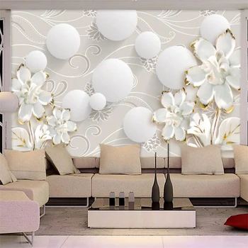Индивидуальные Обои 3D Круг Европейский Узор Белый Цветок Фреска Гостиная Спальня Фон Настенная Декоративная Живопись обои