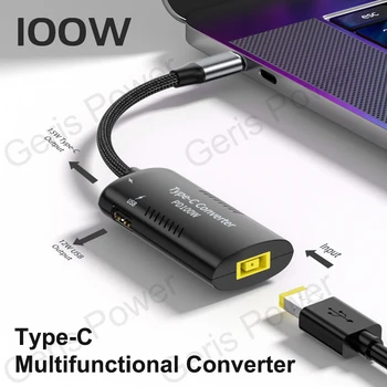 100 Вт Постоянного тока в USB C Адаптер Питания Конвертер для Macbook Lenovo Hp Asus Huawei Ноутбук Планшет Телефон Type C QC3.0 Кабель Для Быстрой Зарядки