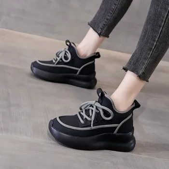 Роскошная спортивная обувь для женщин, весна-осень, Мягкая платформа, теплые вулканизированные Повседневные кроссовки Zapatos De Mujer