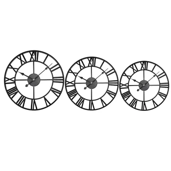 40/47 см Настенные часы Современные 3D большие Ретро черные железные круглые художественные полые металлические часы с римскими цифрами в скандинавском стиле, украшение для дома
