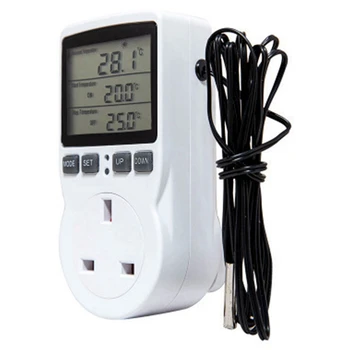 8-Кратный цифровой регулятор температуры Термостат Розетка Розетка Таймер нагрева охлаждения для домашней теплицы UK Plug