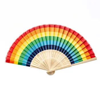 Ручной складной вентилятор Summer Rainbow для украшения свадебной вечеринки, фестивальных танцевальных принадлежностей