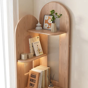 Угловой шкаф из массива дерева в скандинавском стиле, домашняя гостиная, небольшой блок, хранилище для спальни, треугольный стеллаж для хранения книг