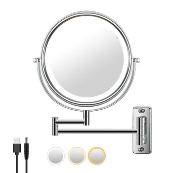 Настенное туалетное зеркало с выдвижным кронштейном, лампа для туалетного столика и зеркало для ванной комнаты с 3-цветными темами