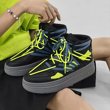 Высококачественная роскошная дизайнерская обувь Унисекс, уличная одежда с перекрестными ремешками, мужская обувь для скейтборда, Модные мужские кроссовки на высокой платформе