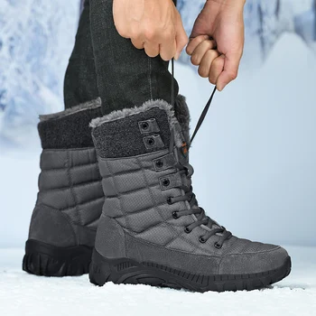 Мужская обувь, Зимние ботинки, мужские плюс Бархатные Теплые Трендовые Высокие Зимние ботинки 2023, Новые Мужские походные ботинки с подкладкой для альпинизма на открытом воздухе