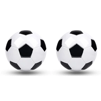 Тренировочные футбольные мячи 2 шт, размер 5, профессиональные тренировочные футбольные мячи, черный, белый, футбольный, кожа ПВХ