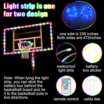 Баскетбольная сетка со светодиодной подсветкой на баскетбольном ободе, 16 цветов светящейся уличной сетки-обруча и пульта дистанционного управления для занятий спортом