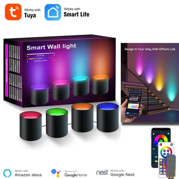 Tuya Smart RGBIC Настенные бра WiFi Music Wall Ambient Lihgt для приложения Stair Беспроводное управление Совместимо с Alexa и Google