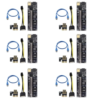 10 Шт VER009S Плюс PCI-E PCIE Riser Card 009S PCI Express Адаптер Molex 6Pin SATA К USB 3.0 Кабель 1X 16X Удлинитель