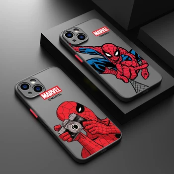 Чехол для телефона Marvel Spiderman для Apple iPhone 14 13 12 11 XS Mini Pro Max 8 7 6 XR Plus с матовым полупрозрачным покрытием
