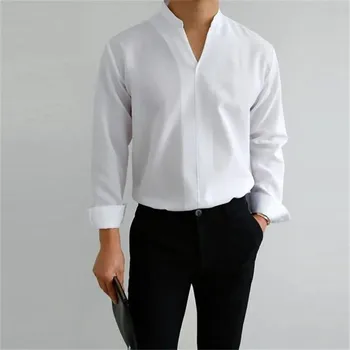 Мужская повседневная рубашка простого дизайна рубашка Белая