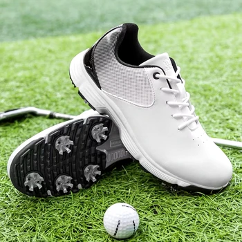 Мужская обувь Для гольфа, Высококачественная Искусственная Водонепроницаемая Противоскользящая Обувь Большого Размера 40-48 с Шипами, Тренировочная Обувь Для Гольфа
