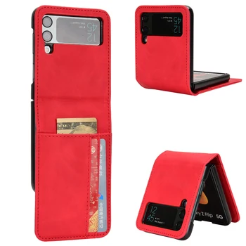 Противоударный Кожаный Бумажник Чехол Для Телефона Samsung Galaxy Z Flip 4 5G Flip4 Flip3 Flip 3 Zflip4 Слот Для Карт Защитный Чехол