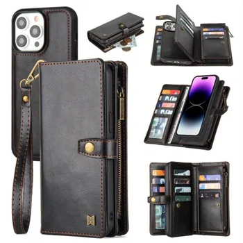 MEGSHI Phone 14 pro многофункциональный кожаный чехол-бумажник для телефона Apple 14 чехол для телефона с магнитным отсосом, кожаный чехол с диагональным крестом
