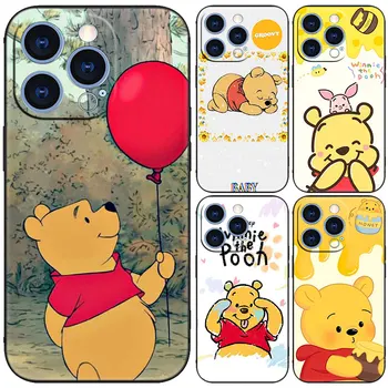 Черный чехол Для телефона Winnie the Pooh Bear Для Apple iPhone 15 14 13 12 Mini 11 Pro MAX XR X XS 7 8 Plus SE 2020 2022 Чехол