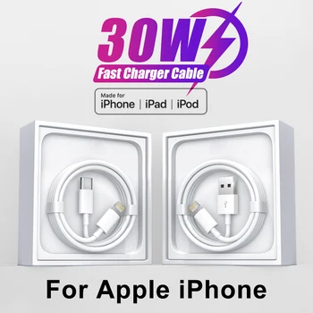 Оригинальный Кабель PD 30 Вт USB-C Lightning Для Apple iPhone 14 13 12 11 Pro Max Mini X XS XR 7 8 Plus SE 2020 USB-Кабель Для зарядки и Передачи данных