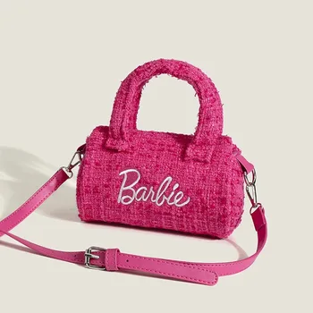 Модный рюкзак для девочки Barbie, милая розовая маленькая сумка-подушка с ароматом, усовершенствованная цилиндрическая сумочка через плечо, подарок к празднику для пары