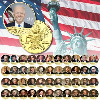Набор памятных монет всех 46 президентов США Полный набор Раскрашенных позолоченных монет Challenge В подарок для коллекции отца