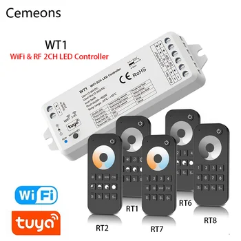 Tuya WT1 Светодиодный Диммер 12-36 В Постоянного Тока Smart Life 2.4 G RF Wifi Пульт Дистанционного Управления Magic Home CCT Strip Controller с Сенсорным Колесом RF Remote Controll