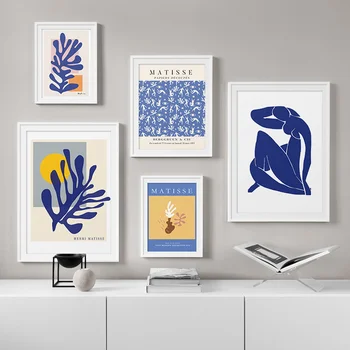 Абстрактное украшение дома, холст, живопись, французский Анри Матисс, Синие плакаты в стиле ню, настенная картина с вырезами в формате HD для гостиной
