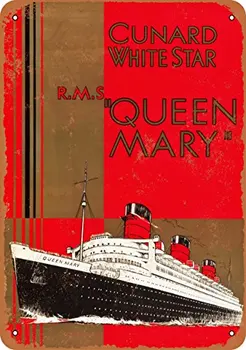 Металлическая Вывеска - 1936 Cunard White Star R.M.S. Queen Mary - Винтажный Декор Стен для Кафе-бара, Паба, Домашнего Украшения Пива, Поделок