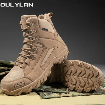 Военная тактическая походная обувь, Мужские и женские Зимние ботинки для пустыни, Прочная тренировочная обувь, Зимние уличные теплые ботильоны для скалолазания