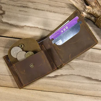 Новый кожаный короткий кошелек простого дизайна для мужчин, мужской винтажный кошелек, кошелек, держатель для карт, кошелек для монет, модный мужской кошелек в стиле ретро