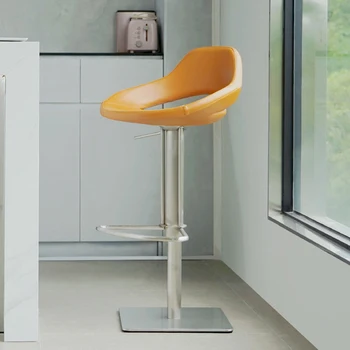 Регулируемое Кожаное барное кресло С Подъемными Металлическими Ножками для столовой Современное кресло-качалка для кафе Дизайнерская мебель для гостиной Sedia