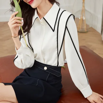 Женская одежда Весна и осень, новый дизайн, Модная рубашка в стиле Herben, Белая блузка, женская повседневная одежда с длинным рукавом