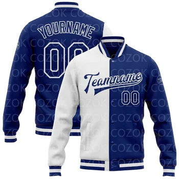 Изготовленная на заказ бейсбольная куртка с 3D-принтом Blue Mix, куртка-бомбер с полной застежкой, университетская куртка Letterman