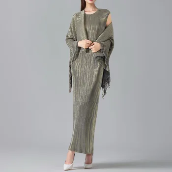 Роскошная банкетная верхняя одежда с кисточками + одношаговая длинная юбка на бретелях, комплект из двух предметов, модное элегантное платье, комплект женской одежды весна 2024