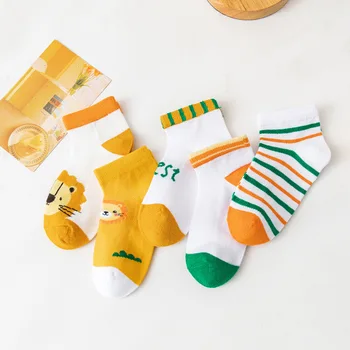 5 пар / 1 лот, Весенне-осенние детские носки для мальчиков и девочек 1-8 лет, Хлопчатобумажные изделия, детские носки, детские носки