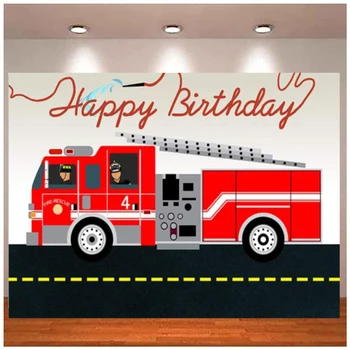 Тема пожарной машины, украшение вечеринки с Днем Рождения, Фон для фотосъемки мальчика-пожарного, фон пожарного, Баннер-студия