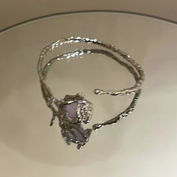 Модный металлический браслет с фиолетовой розой 2023 года, новый дизайн, крутой стиль, ювелирные изделия ручной работы, аксессуары для вечеринок