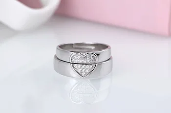 Классическое серебряное кольцо с сердечком для мужчин, женское обручальное кольцо, Обручальное кольцо, женские украшения, кольцо с цирконием, подарок на День Святого Валентина