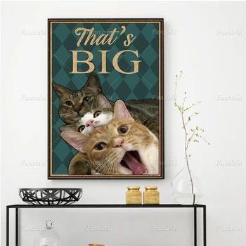 Это Большие Кошки Забавные Плакаты Ретро Настенное Искусство Холст Живопись Hd Принты Животных Модульные Картины Для Гостиной Домашний Декор Подарок