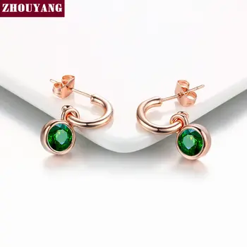Простой стиль, серьги-капли цвета зеленого кристалла и розового золота для женщин, разноцветные украшения для свадебной вечеринки ZYE207 Высочайшего качества