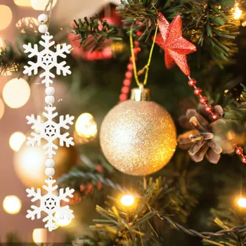 Рождественское Деревянное украшение Подвеска Снежинка Снеговик Полые Длинные украшения Рождественский кулон